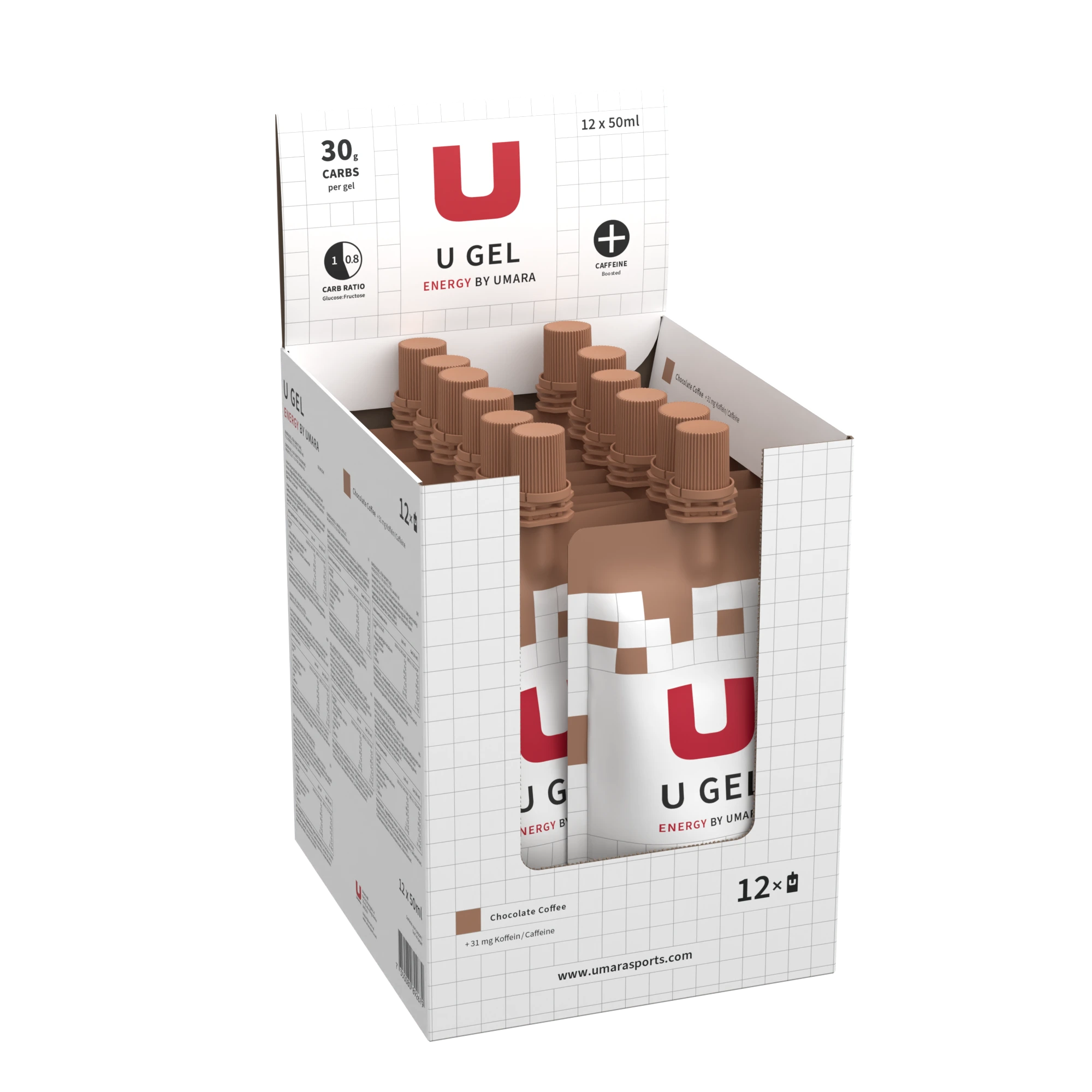 U Gel - Skruvkork (30 g Carbs) - Choklad / Kaffe + koffein (12-pack)