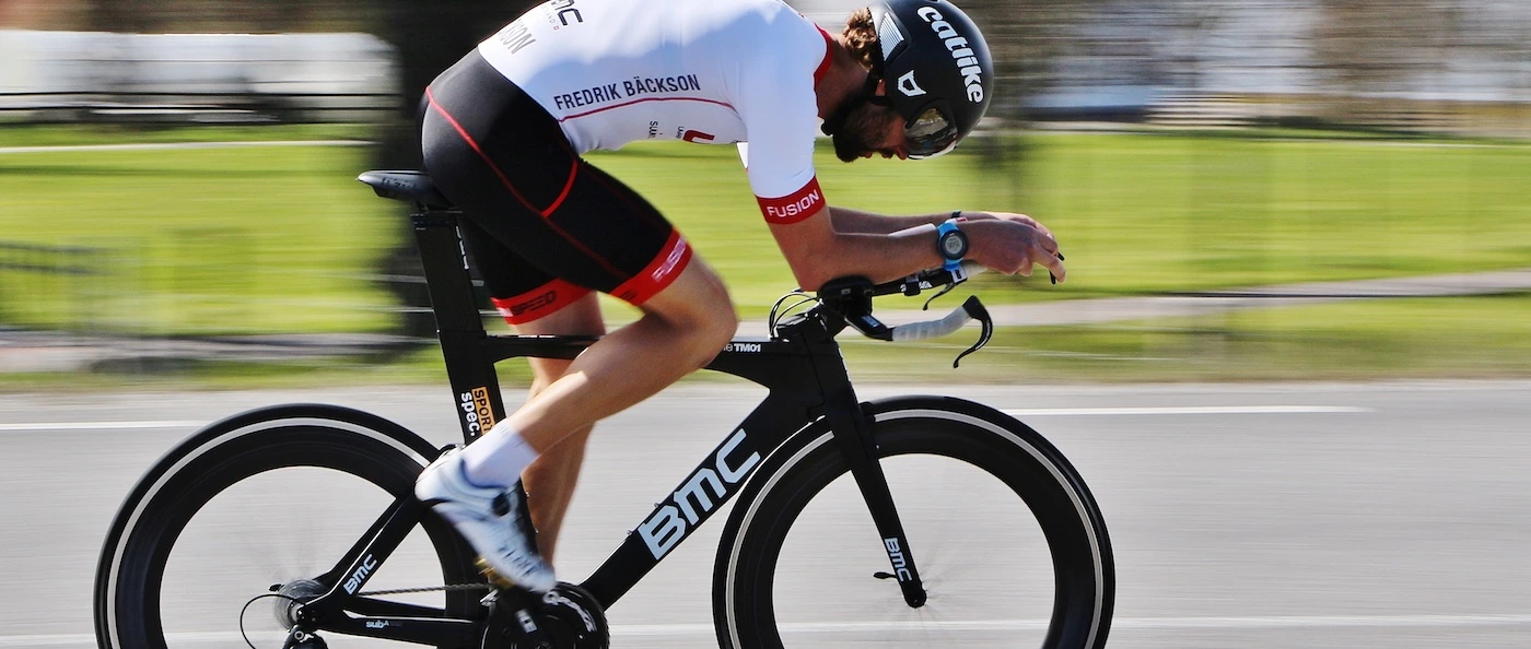 Male cyclist during competition