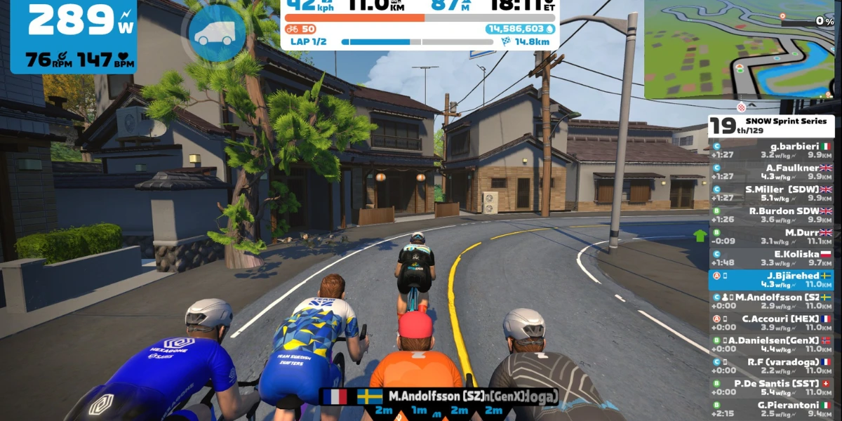Zwift competition with cycling
